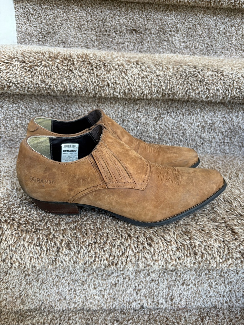 Durango Women’s Brown Leather Slip-On Western Ankle Boots - Picture 2 of 15